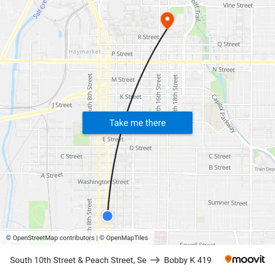 South 10th Street & Peach Street, Se to Bobby K 419 map