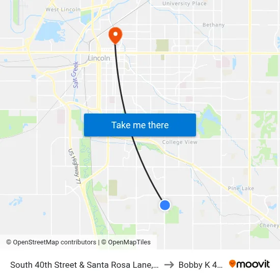South 40th Street & Santa Rosa Lane, NE to Bobby K 419 map
