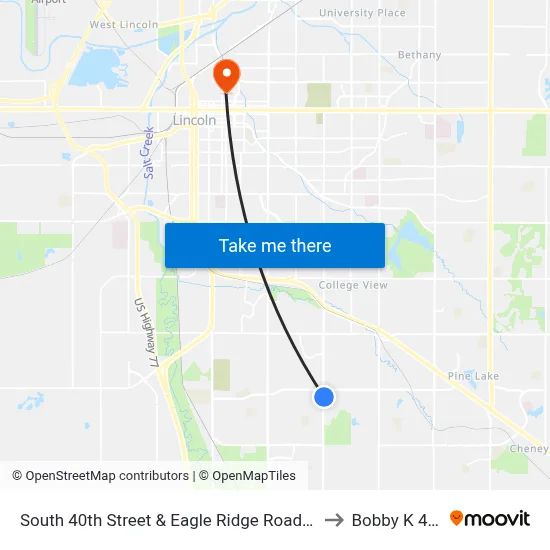South 40th Street & Eagle Ridge Road, NE to Bobby K 419 map