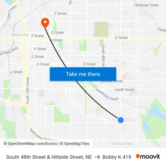 South 48th Street & Hillside Street, NE to Bobby K 419 map