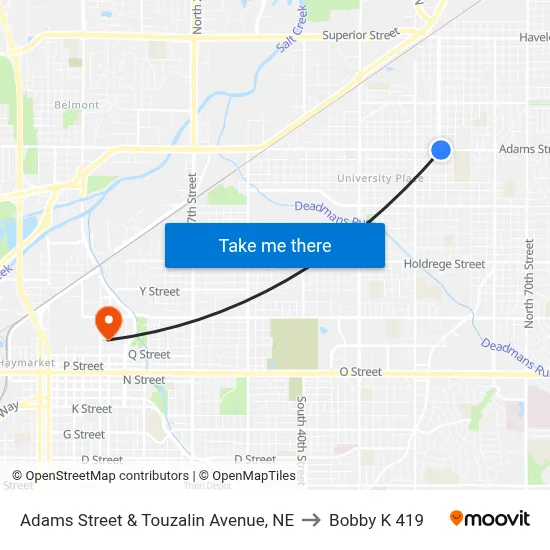 Adams Street & Touzalin Avenue, NE to Bobby K 419 map