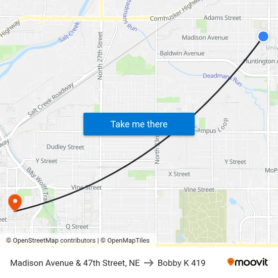 Madison Avenue & 47th Street, NE to Bobby K 419 map