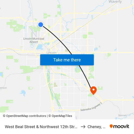 West Beal Street & Northwest 12th Street to Cheney, NE map