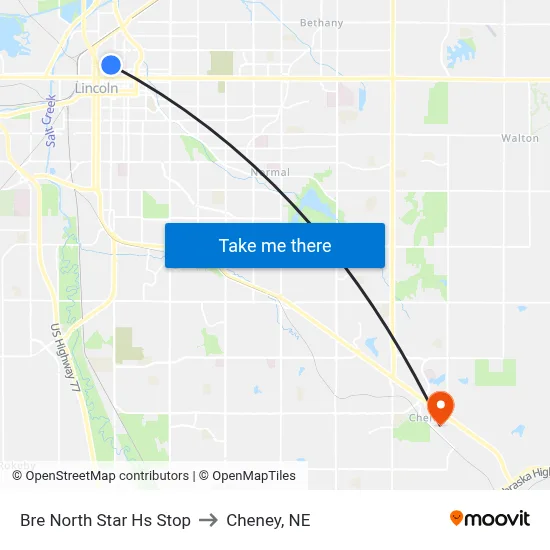 Bre North Star Hs Stop to Cheney, NE map