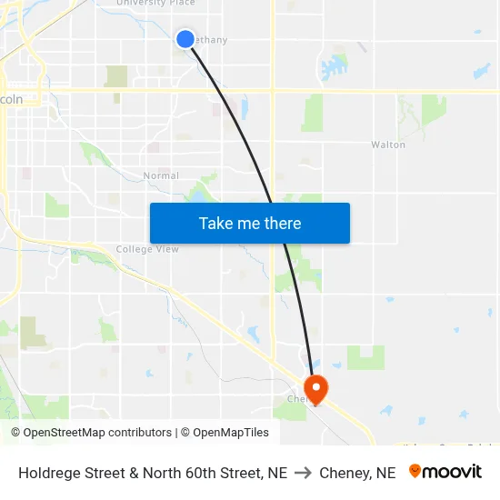 Holdrege Street & North 60th Street, NE to Cheney, NE map
