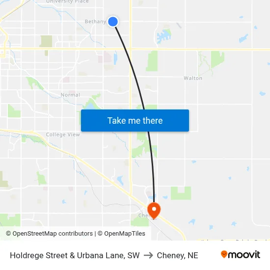 Holdrege Street & Urbana Lane, SW to Cheney, NE map