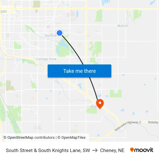 South Street & South Knights Lane, SW to Cheney, NE map