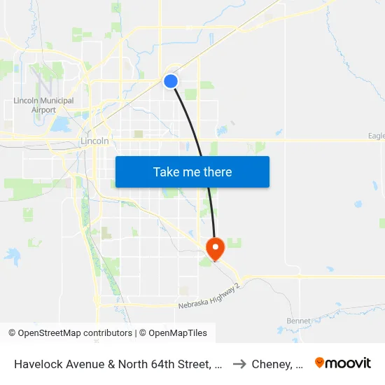 Havelock Avenue & North 64th Street, SW to Cheney, NE map