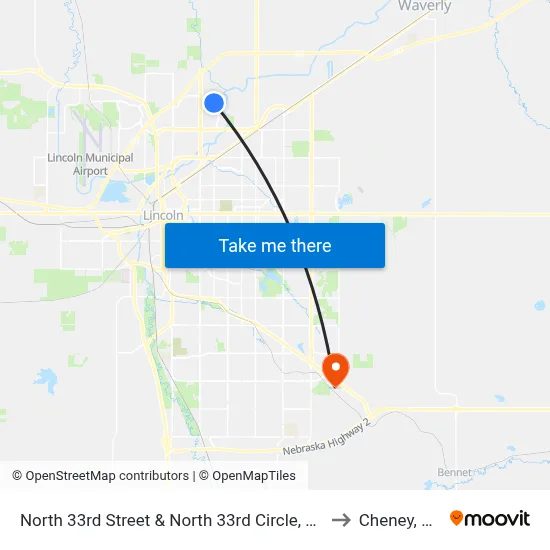 North 33rd Street & North 33rd Circle, NE to Cheney, NE map