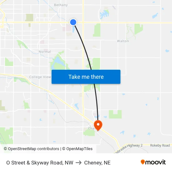 O Street & Skyway Road, NW to Cheney, NE map