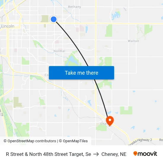R Street & North 48th Street Target, Se to Cheney, NE map