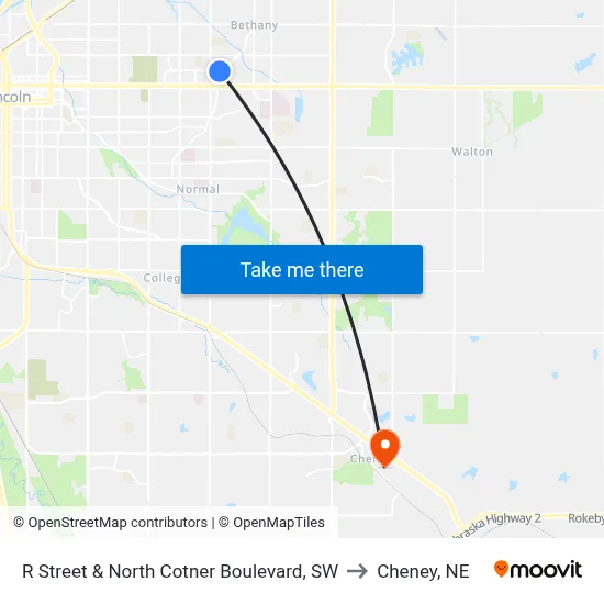 R Street & North Cotner Boulevard, SW to Cheney, NE map