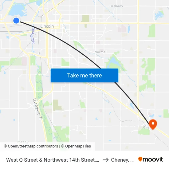 West Q Street & Northwest 14th Street, SW to Cheney, NE map