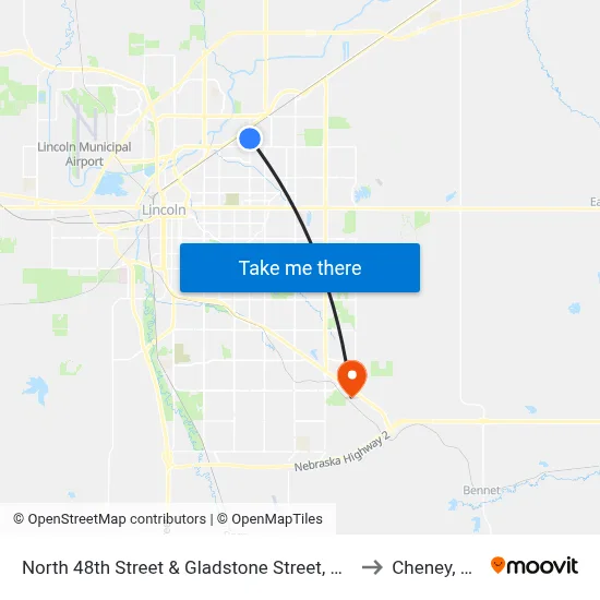 North 48th Street & Gladstone Street, NW to Cheney, NE map