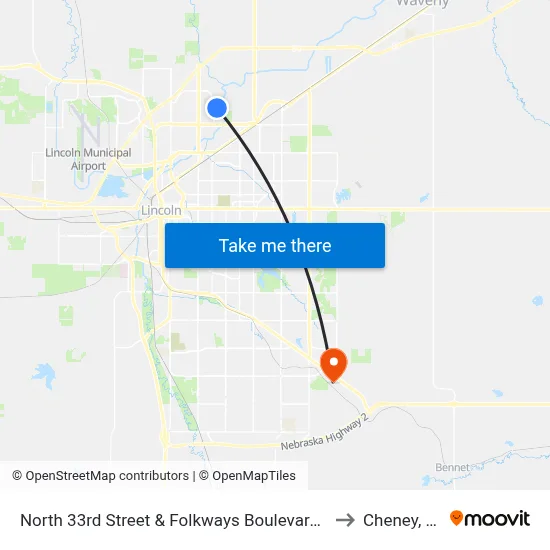 North 33rd Street & Folkways Boulevard, NE to Cheney, NE map