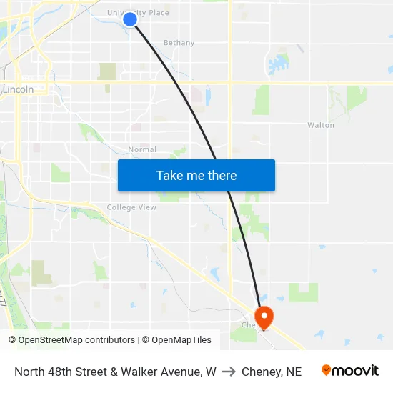 North 48th Street & Walker Avenue, W to Cheney, NE map
