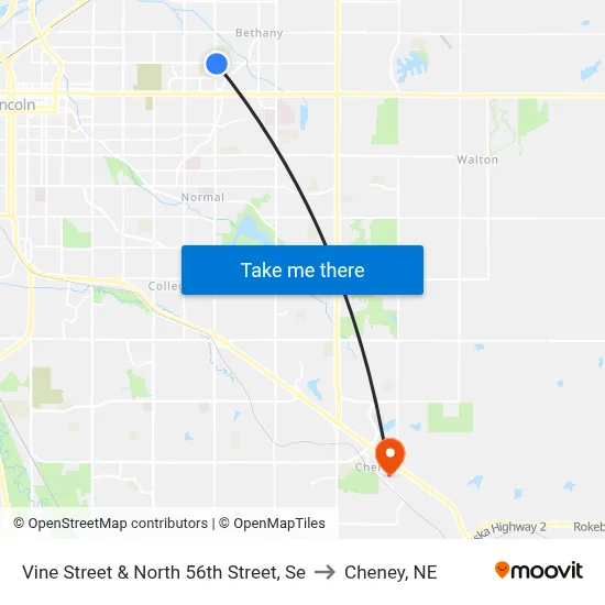 Vine Street & North 56th Street, Se to Cheney, NE map