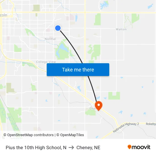 Pius the 10th High School, N to Cheney, NE map