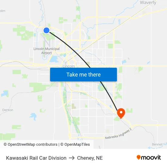 Kawasaki Rail Car Division to Cheney, NE map