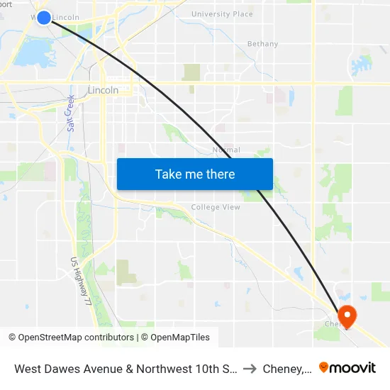 West Dawes Avenue & Northwest 10th Street, SW to Cheney, NE map
