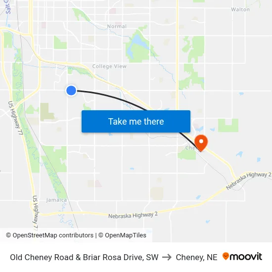 Old Cheney Road & Briar Rosa Drive, SW to Cheney, NE map