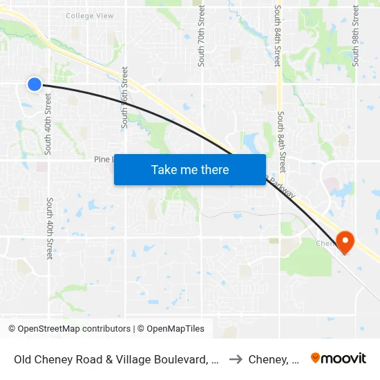Old Cheney Road & Village Boulevard, SW to Cheney, NE map