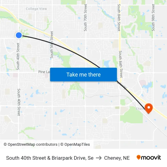 South 40th Street & Briarpark Drive, Se to Cheney, NE map