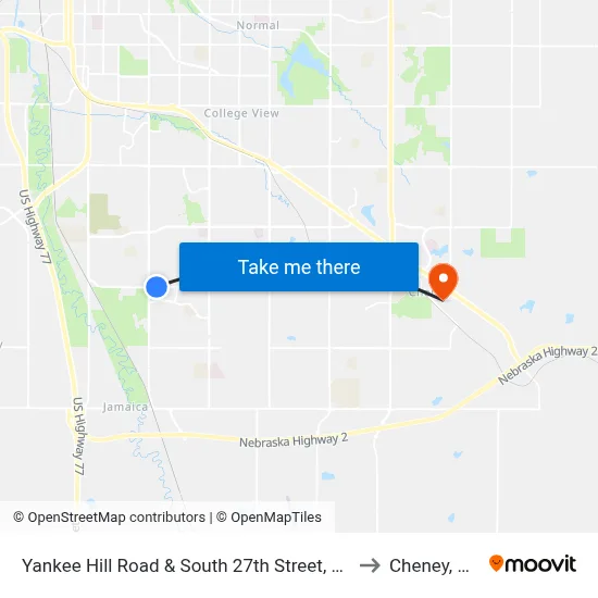 Yankee Hill Road & South 27th Street, Se to Cheney, NE map