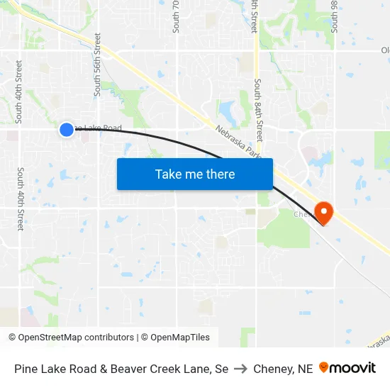 Pine Lake Road & Beaver Creek Lane, Se to Cheney, NE map