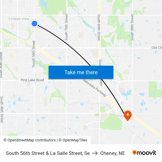 South 56th Street & La Salle Street, Se to Cheney, NE map