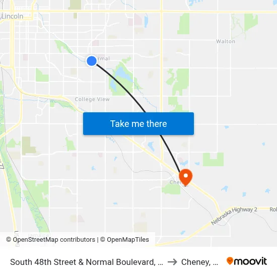 South 48th Street & Normal Boulevard, Se to Cheney, NE map