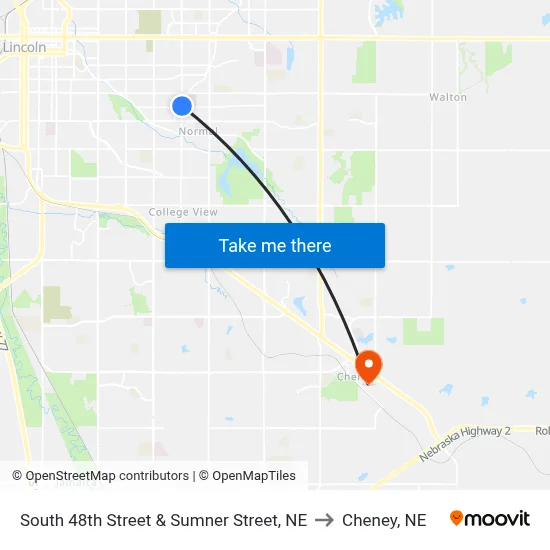 South 48th Street & Sumner Street, NE to Cheney, NE map