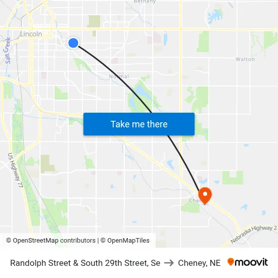 Randolph Street & South 29th Street, Se to Cheney, NE map
