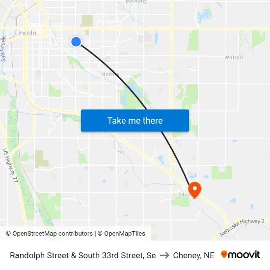 Randolph Street & South 33rd Street, Se to Cheney, NE map
