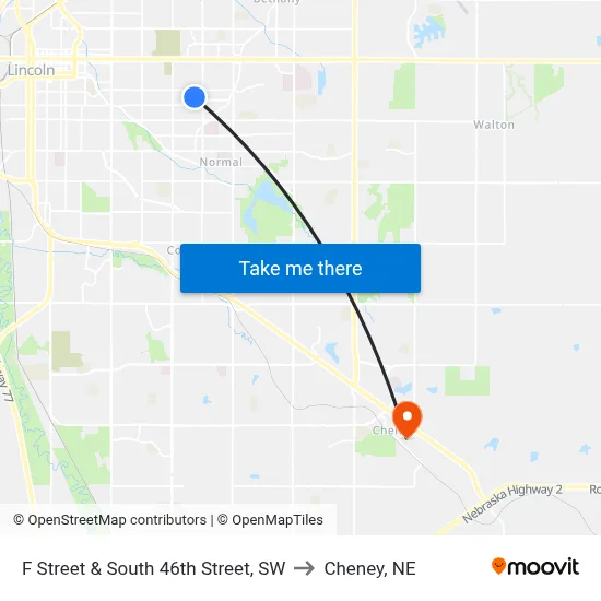 F Street & South 46th Street, SW to Cheney, NE map