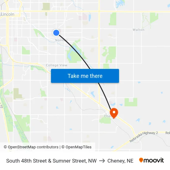 South 48th Street & Sumner Street, NW to Cheney, NE map