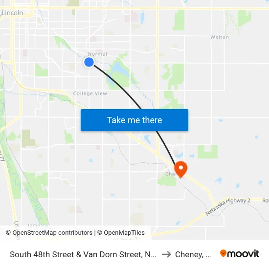 South 48th Street & Van Dorn Street, NW to Cheney, NE map