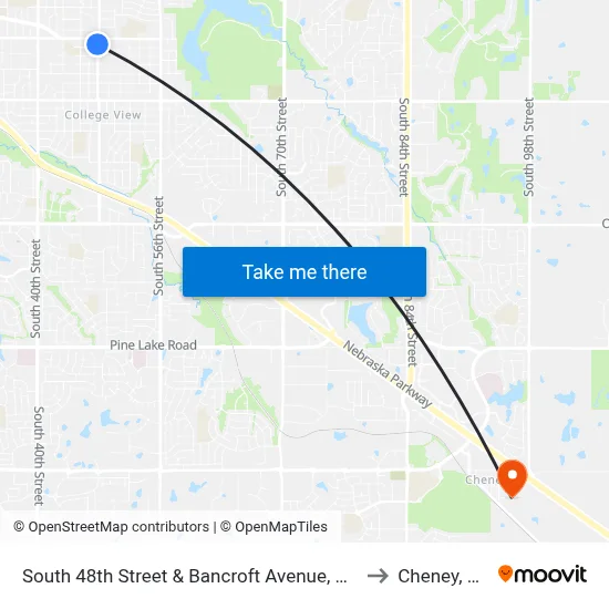 South 48th Street & Bancroft Avenue, NW to Cheney, NE map