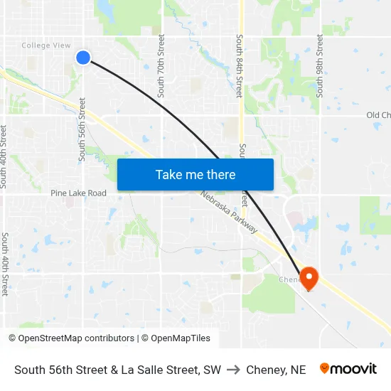 South 56th Street & La Salle Street, SW to Cheney, NE map