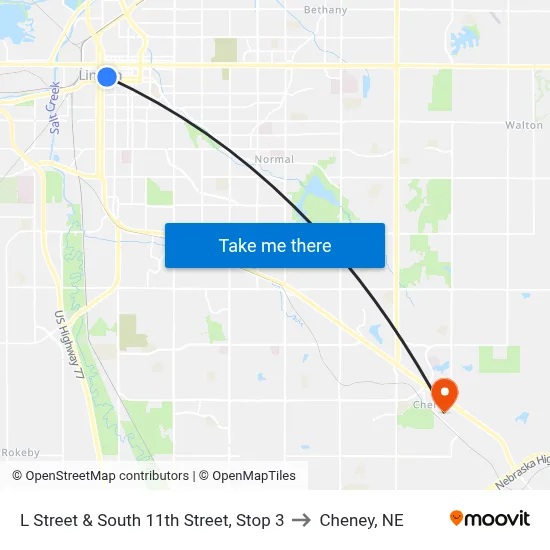 L Street & South 11th Street, Stop 3 to Cheney, NE map