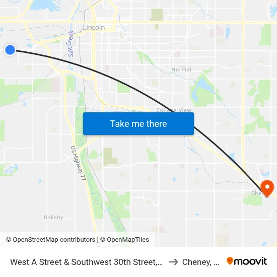 West A Street & Southwest 30th Street, SW to Cheney, NE map