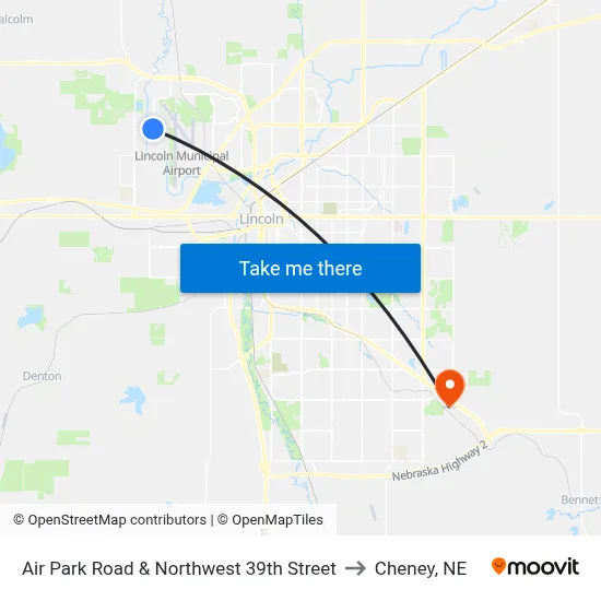 Air Park Road & Northwest 39th Street to Cheney, NE map
