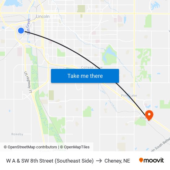 W A & SW 8th Street (Southeast Side) to Cheney, NE map