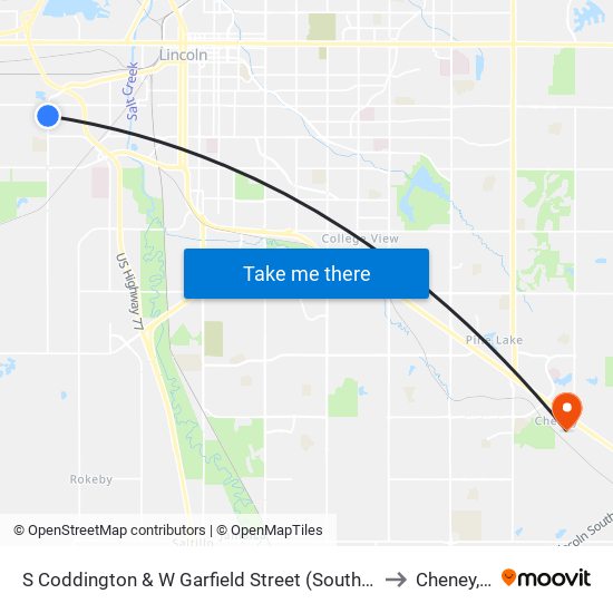 S Coddington & W Garfield Street (Southwest Side) to Cheney, NE map