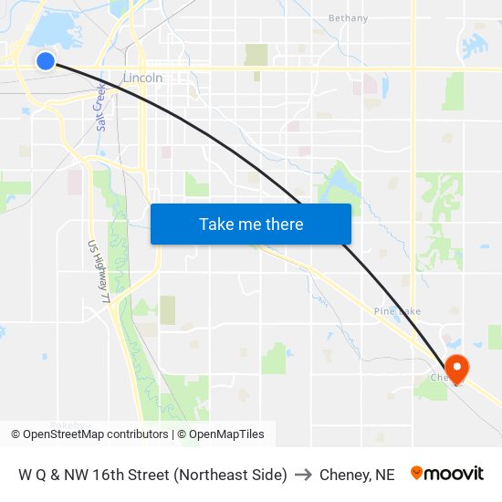 W Q & NW 16th Street (Northeast Side) to Cheney, NE map