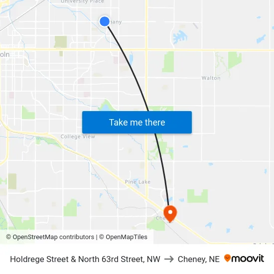 Holdrege Street & North 63rd Street, NW to Cheney, NE map