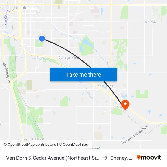 Van Dorn & Cedar Avenue (Northeast Side) to Cheney, NE map