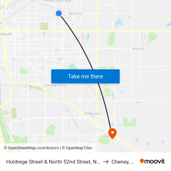 Holdrege Street & North 52nd Street, NW to Cheney, NE map