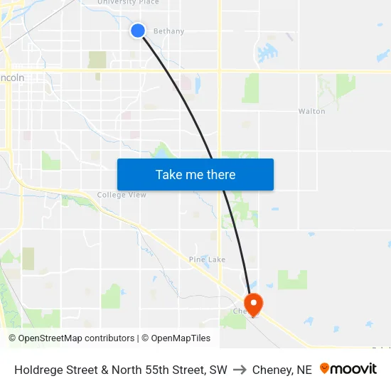 Holdrege Street & North 55th Street, SW to Cheney, NE map
