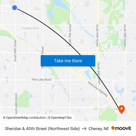 Sheridan & 40th Street (Northwest Side) to Cheney, NE map